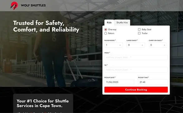 Wolf Shuttles Online Booking form