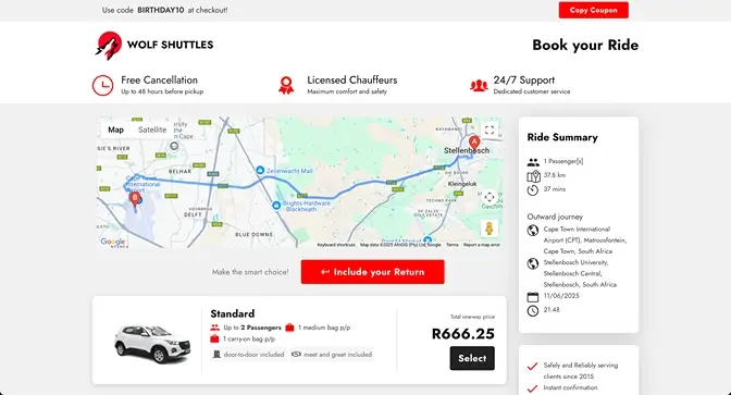 Wolf Shuttles Online Booking System