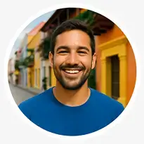 person with blue shirt smiling