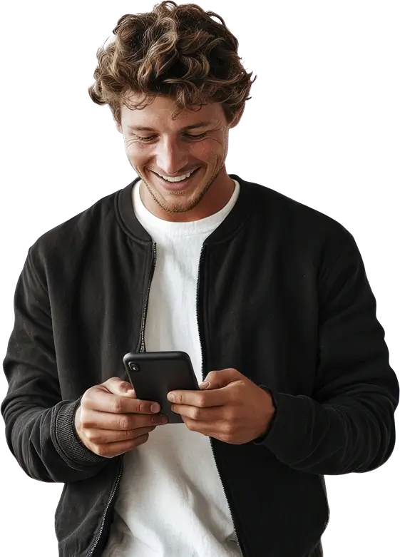 man booking shuttle on phone