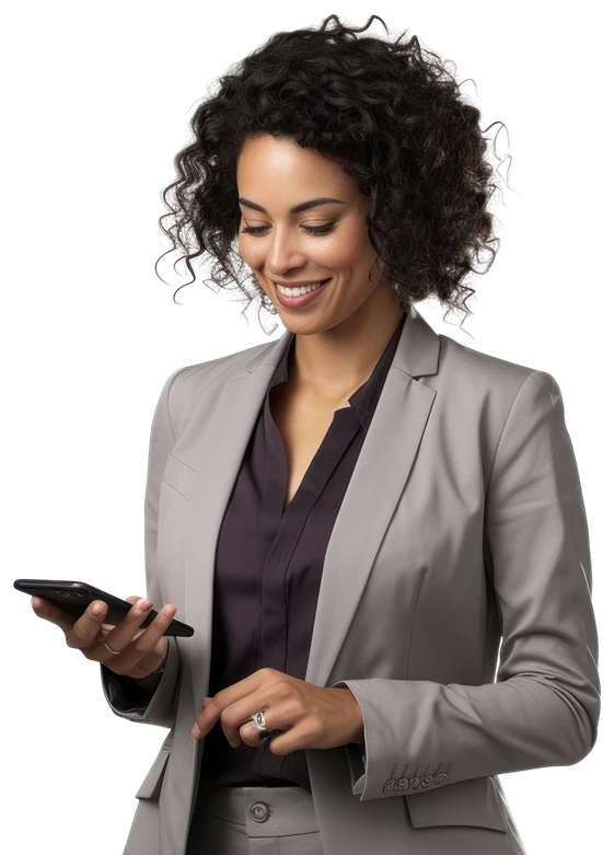 woman booking shuttle on phone