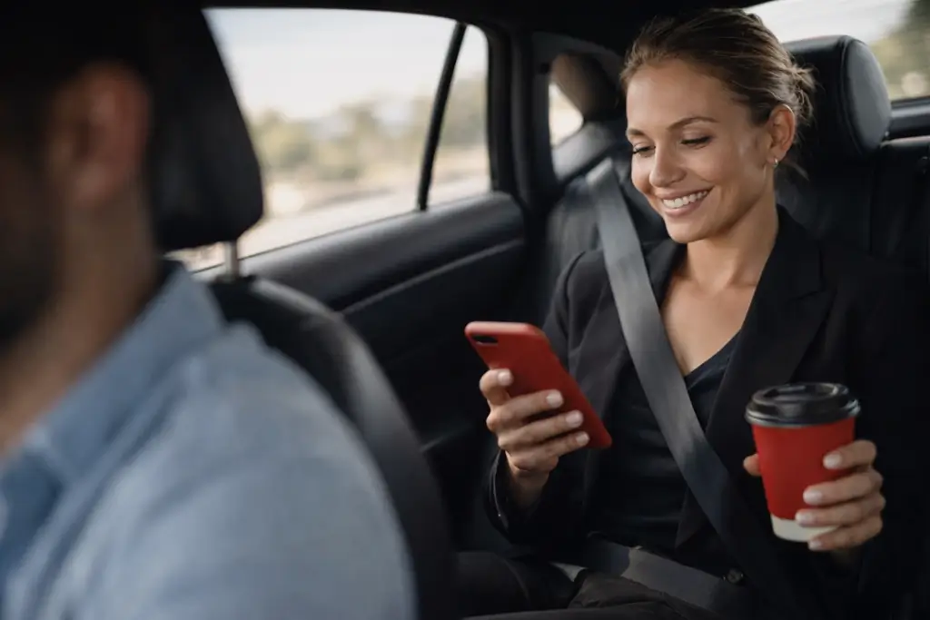 young female traveler commuting in style and comfort