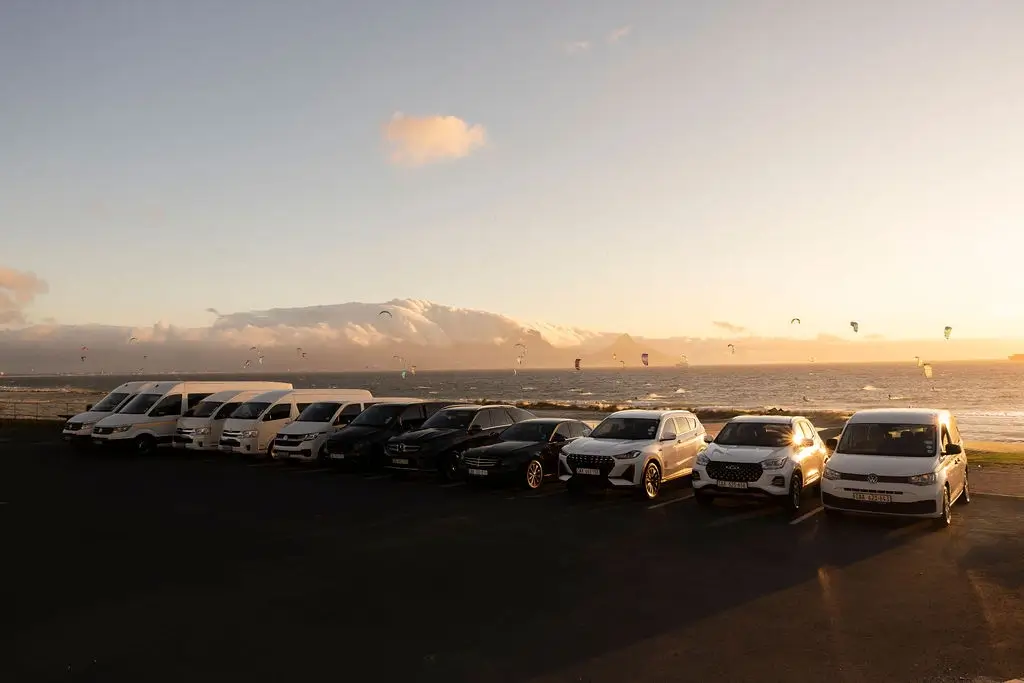 vehicle fleet with table mountain backdrop