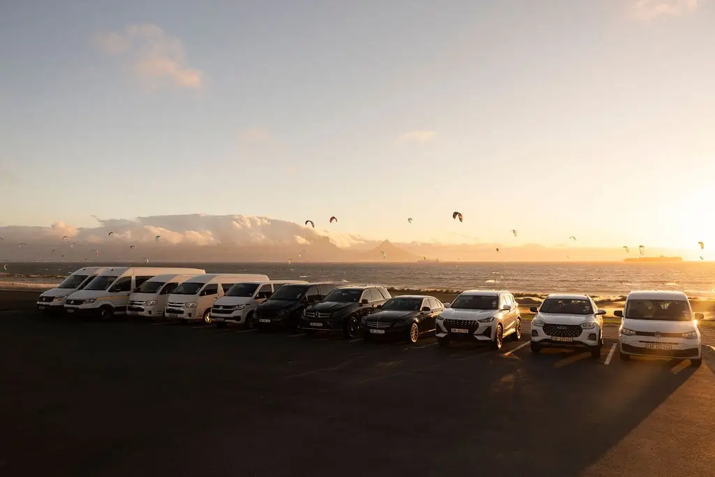vehicle fleet with table mountain backdrop